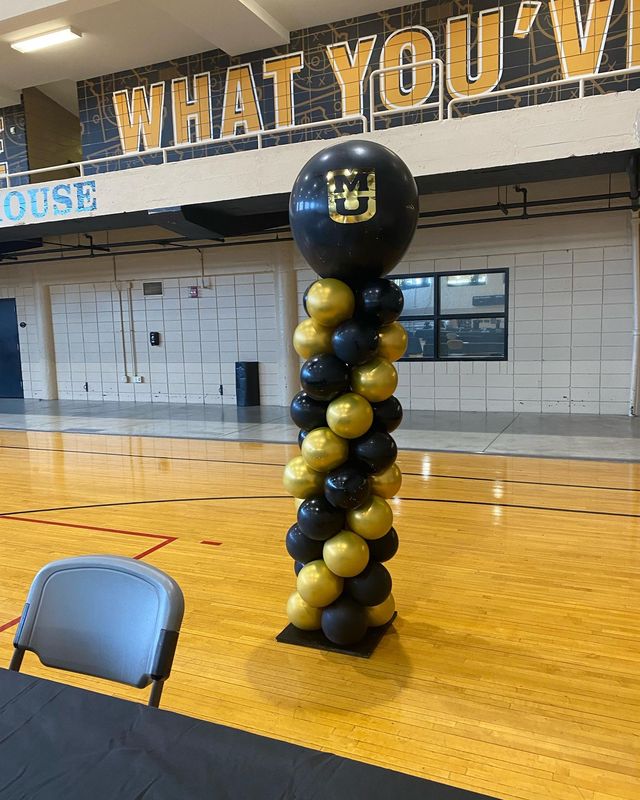 MIZZOU Black and Gold Spiral Balloon Column