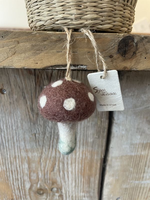 Sjaal Met Verhaal Hanger Paddenstoel Bruin