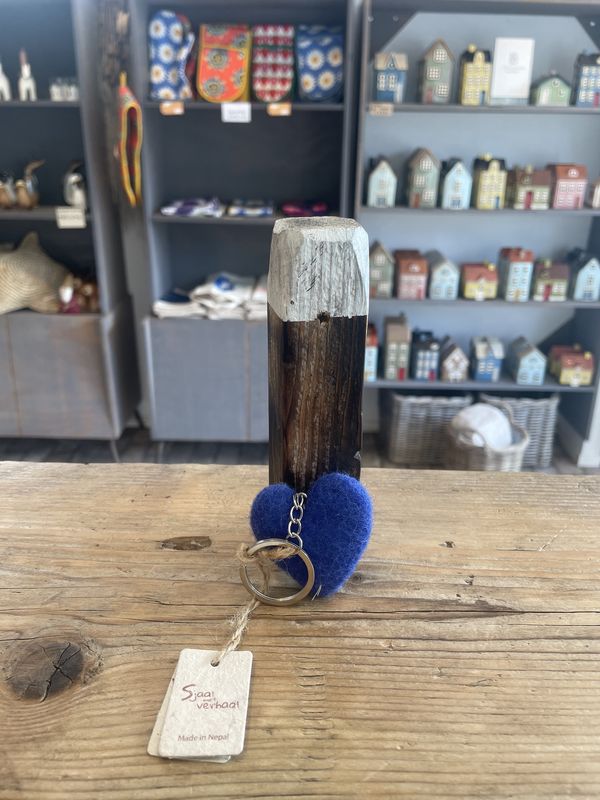 Sjaal Met Verhaal Sleutelhanger Hart Blauw