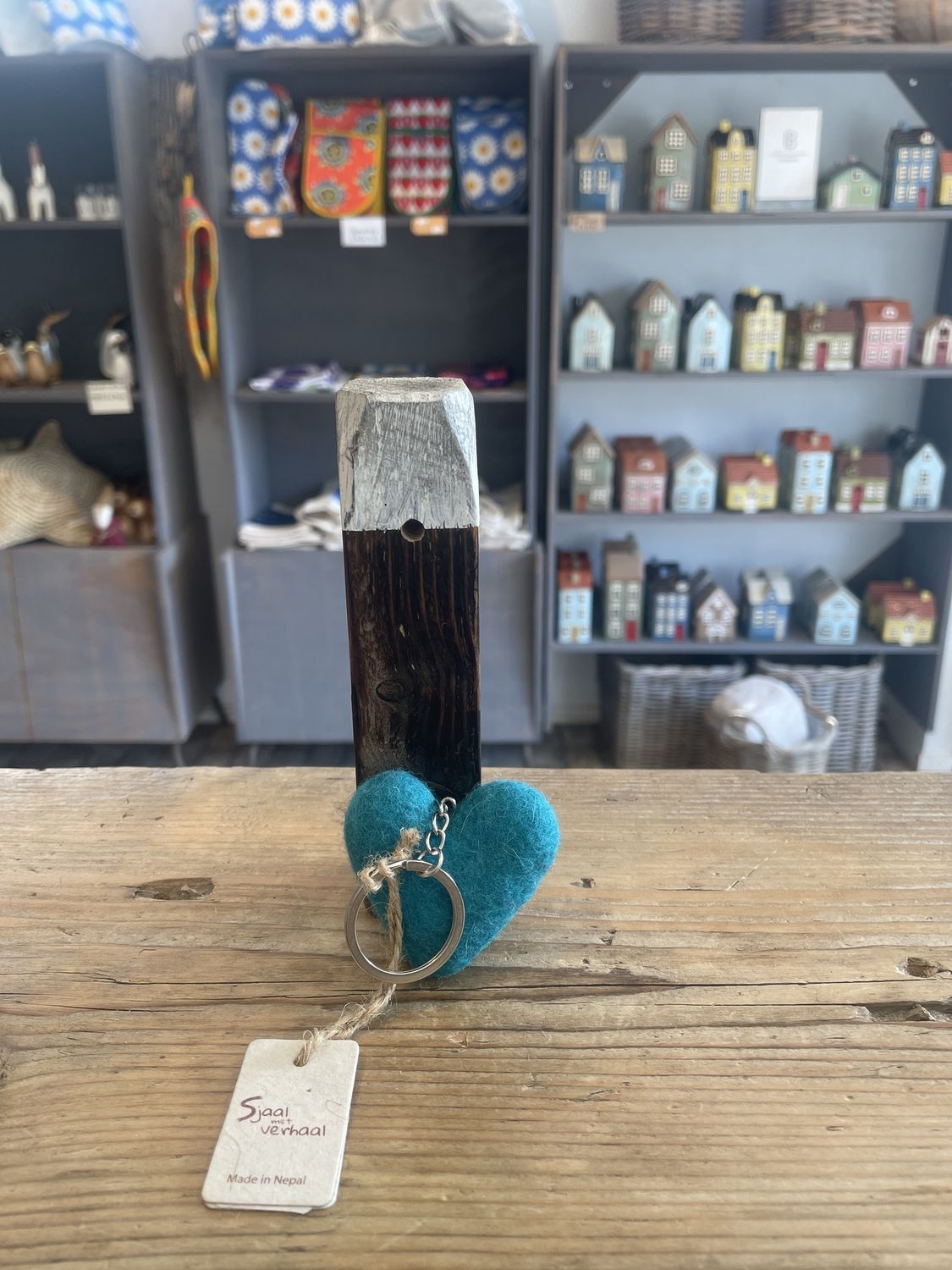 Sjaal Met Verhaal Sleutelhanger Hart Turquoise