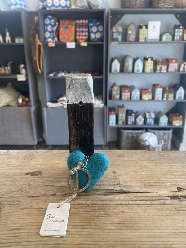 Sjaal Met Verhaal Sleutelhanger Hart Turquoise