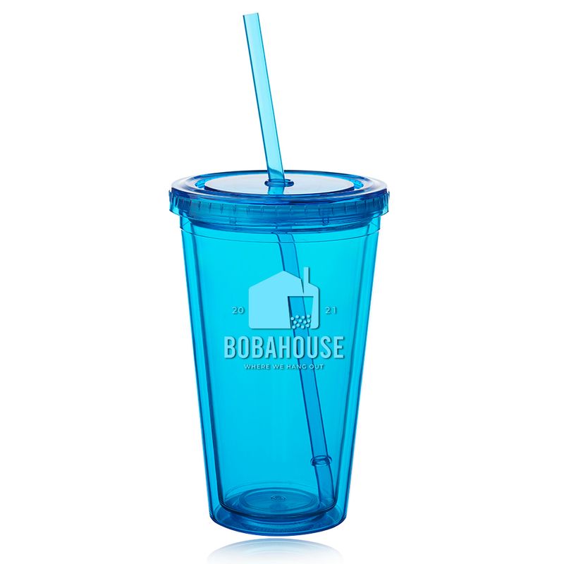 Double Wall Acrylic Tumblers With Straws 16 oz.