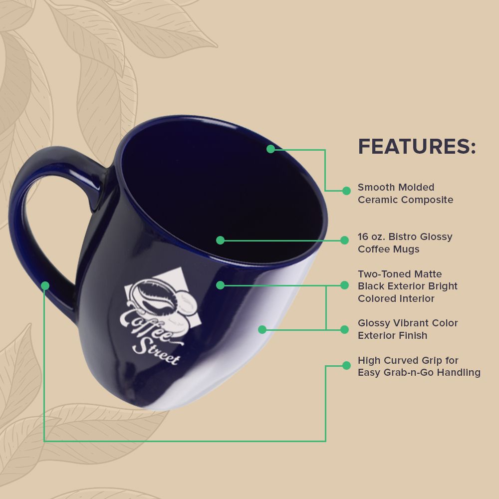 16 oz. Bistro Glossy Personalized Coffee Mugs