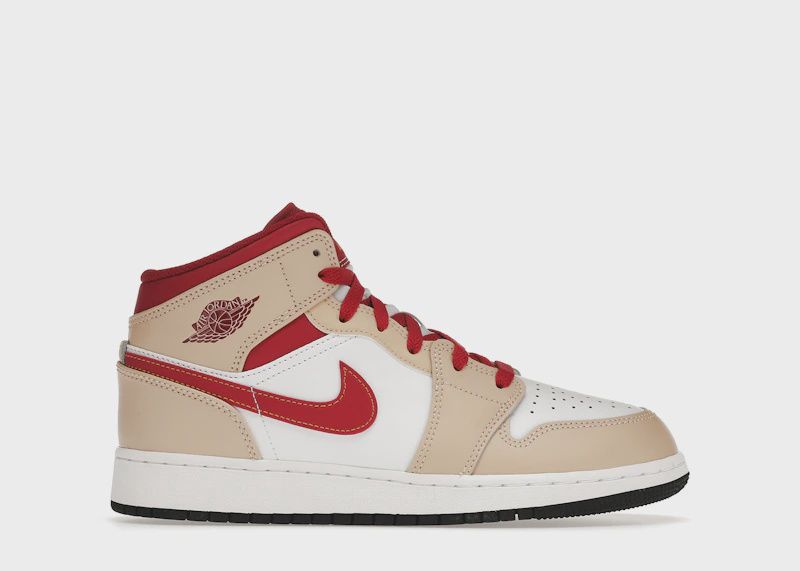 Jordan 1 Mid Light Curry Cardinal • New