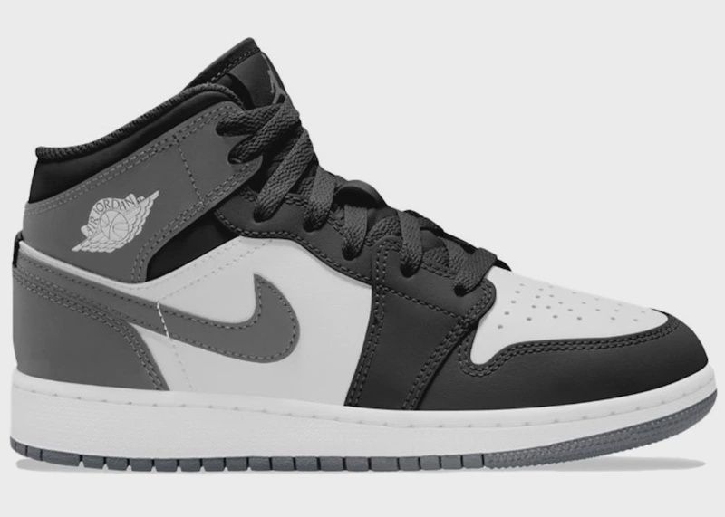 Jordan 1 Mid Black White Iron Grey • New