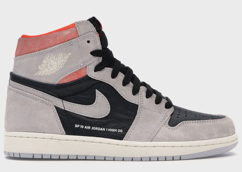 Jordan 1 Retro High Neutral Grey Hyper Crimson • New