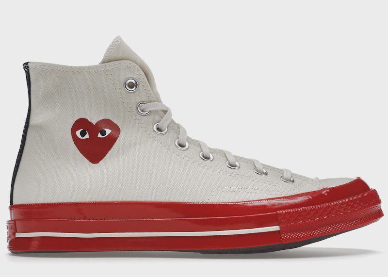 Converse Chuck Taylor All Star 70 Hi Comme Des Garcons Play Egret Red Midsole • New