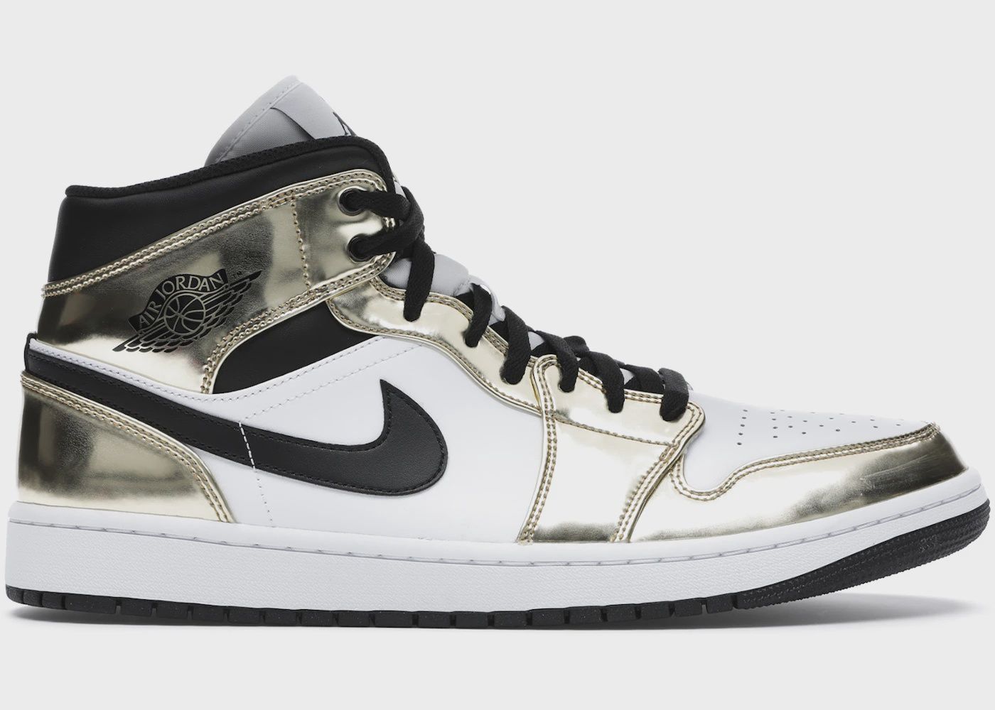 Jordan 1 Mid Metallic Gold Black White • New