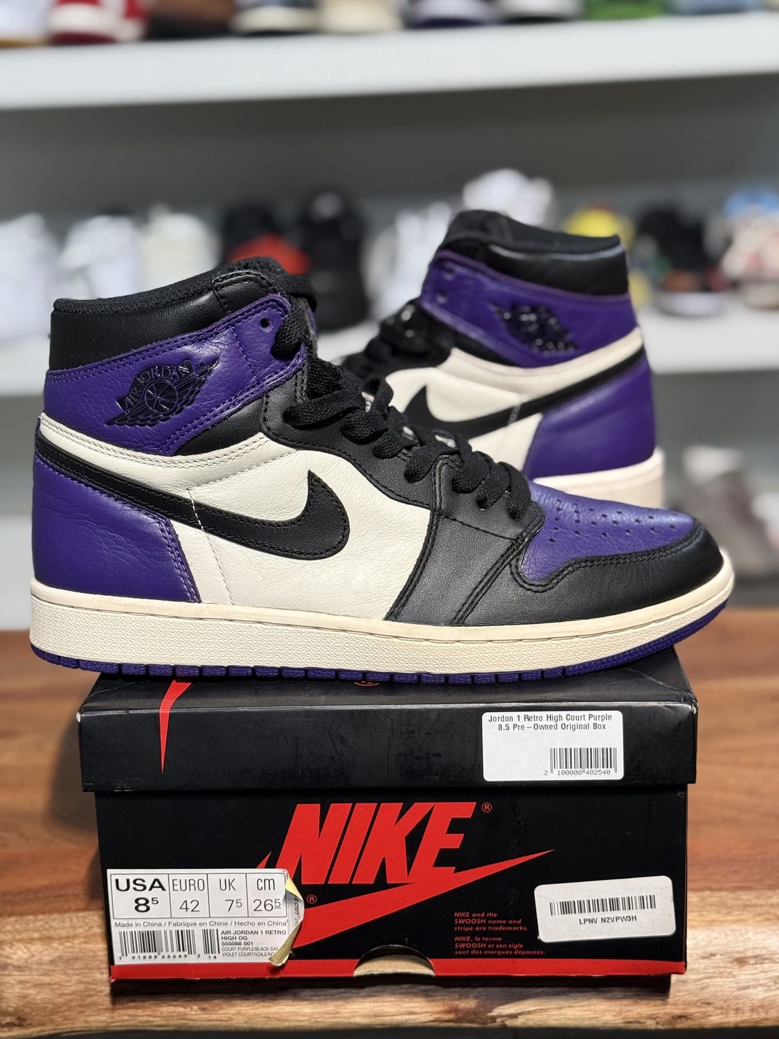 Jordan 1 Retro High Court Purple • Pre-Owned, Shoe Size: US M 8.5, Product Condition: Pre-Owned