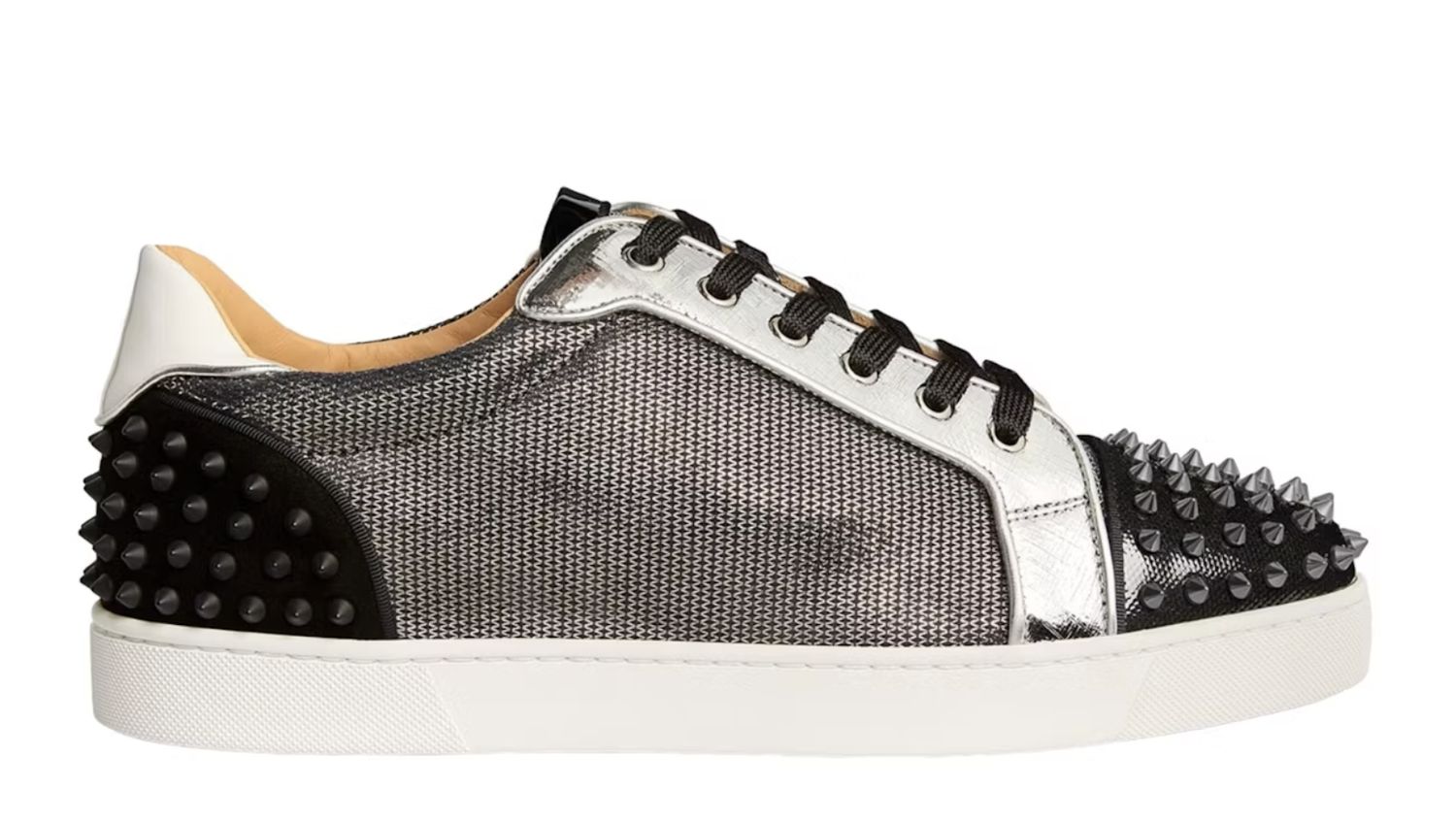 Christian Louboutin Seavaste 2 Orlato Flat Silver Black • Pre-Owned