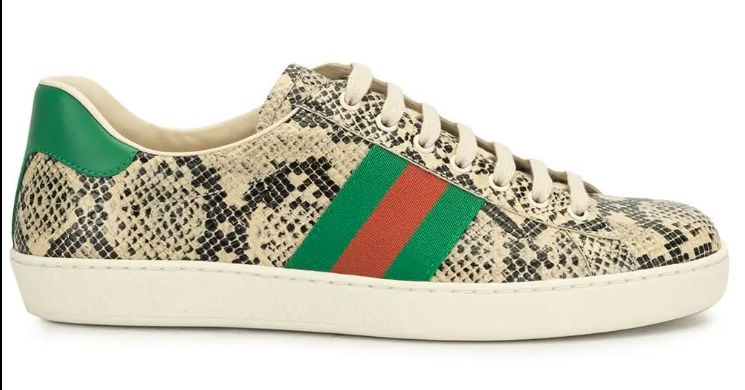 Gucci Python Snakeskin Embossed Leather Ace Shoes • Pre-Owned