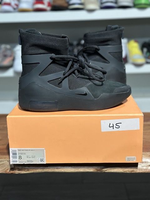 Nike Air Fear of God 1 Triple Black • Pre-Owned, Shoe Size: US M 8, Product Condition: Pre-Owned