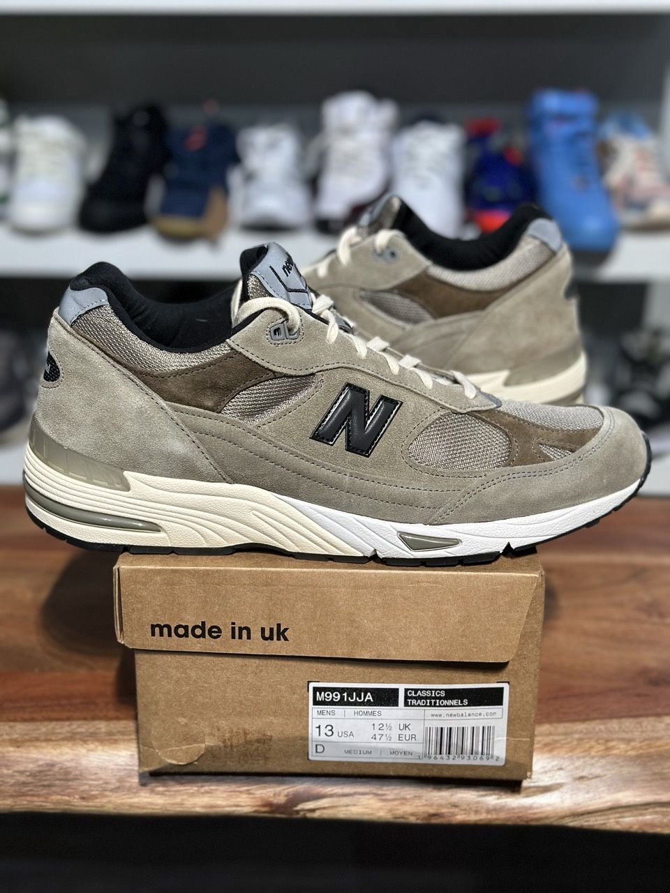New Balance 991 MiUK JJJJound Grey Olive - PreOwned, Shoe Size: US M 13, Product Condition: Pre-Owned