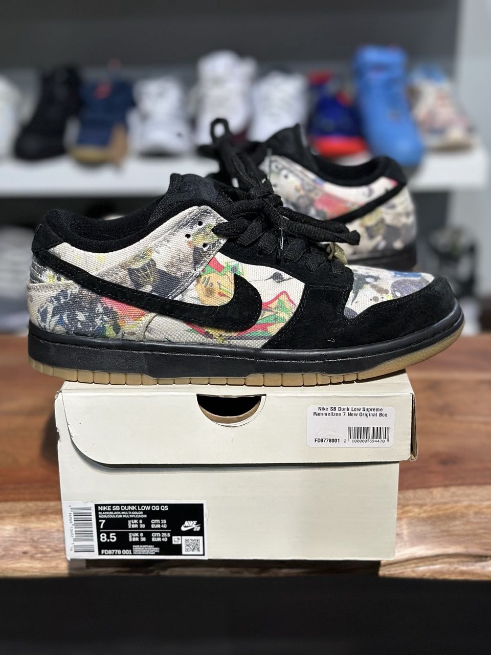Nike SB Dunk Low Supreme Rammellzee - Pre-Owned, Shoe Size: US M 7, Product Condition: Pre-Owned