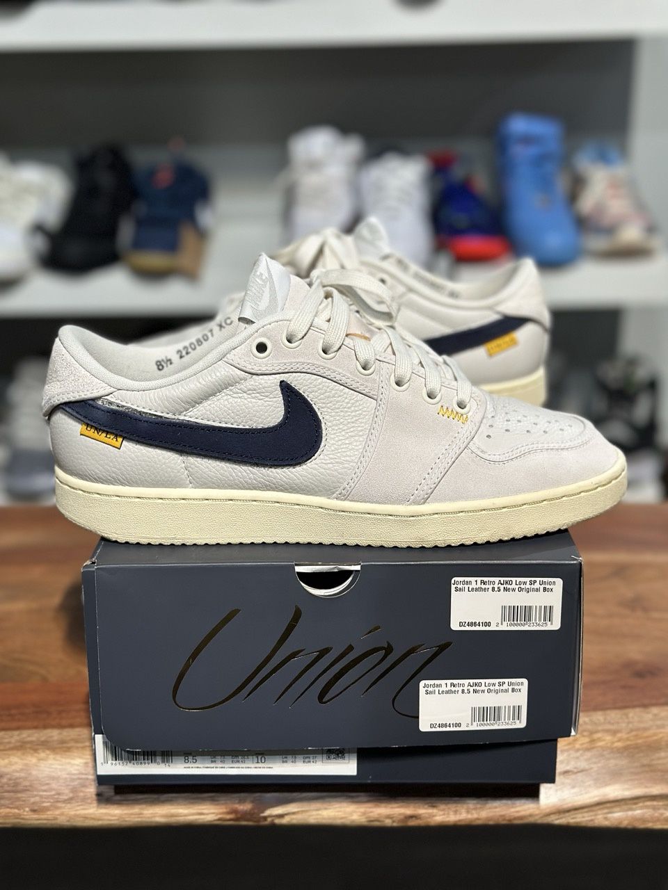 Jordan 1 Retro AJKO Low SP Union Sail Leather - Pre - Owned, Product Condition: Pre-Owned, Shoe Size: US M 8.5