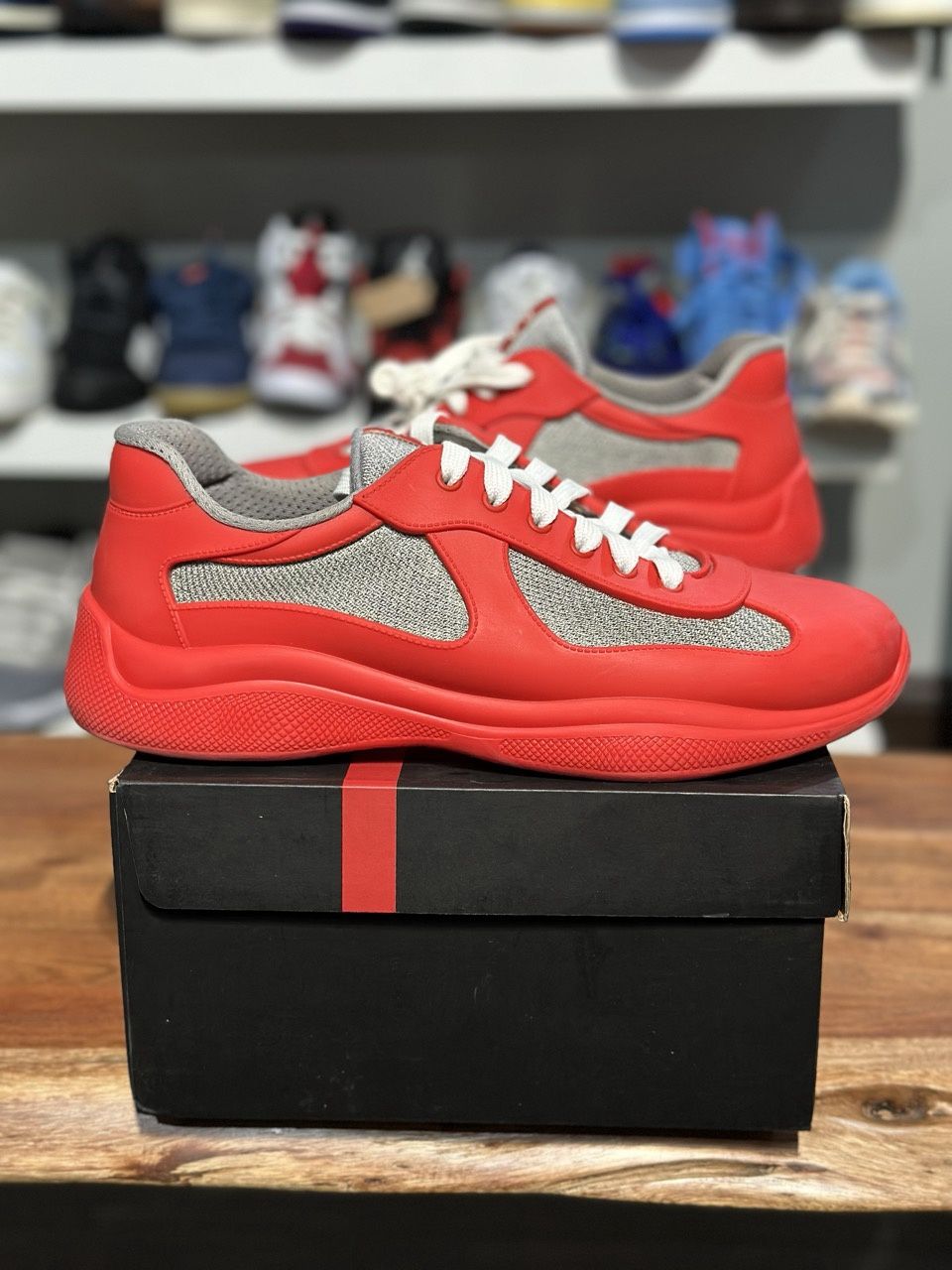 Prada America&#39;s red Cup - Pre - Owned, Shoe Size: US M 11, Product Condition: Pre-Owned