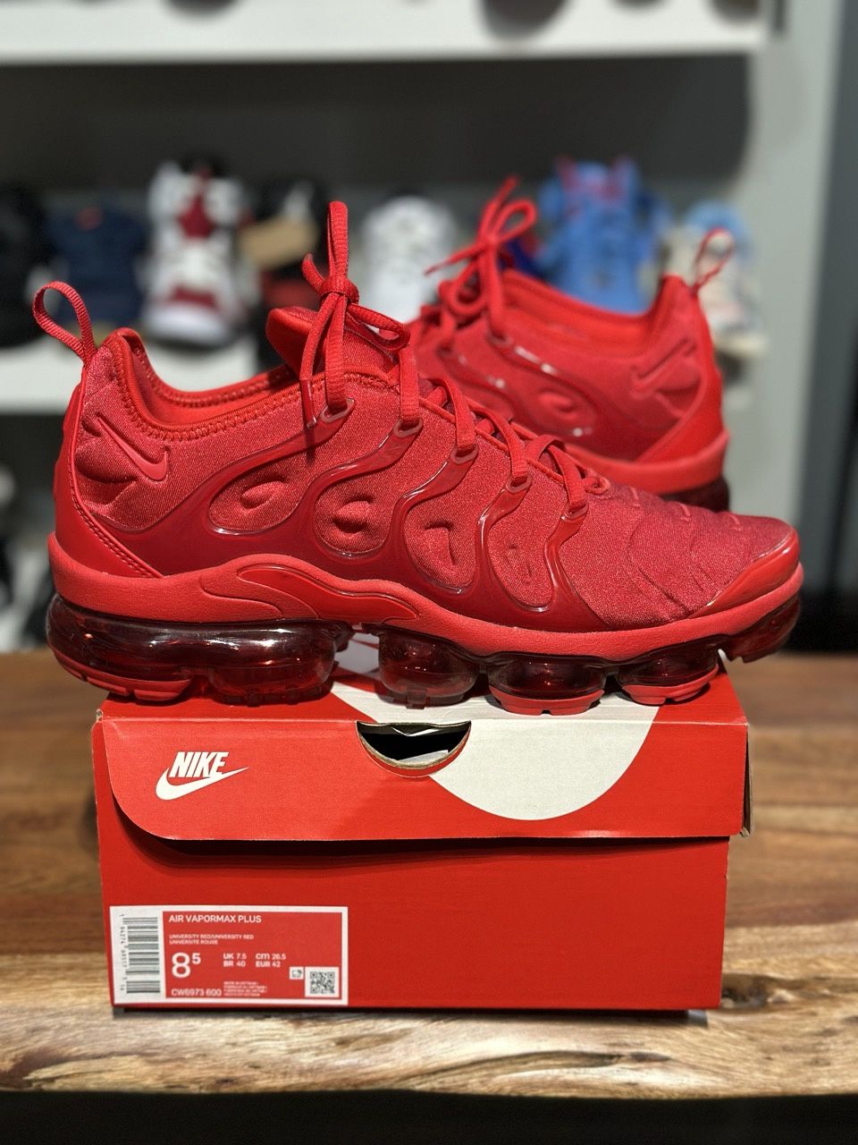 Nike Air VaporMax Plus Triple Red - Pre - Owned, Shoe Size: US M 8.5, Product Condition: Pre-Owned