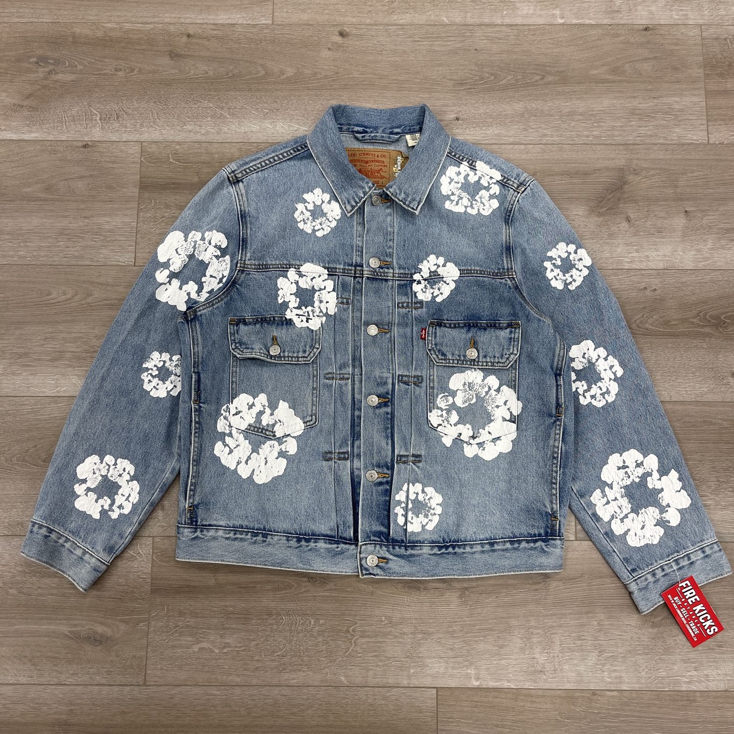 Denim Tears Levi&#39;s Wreath-Print Denim Jacket