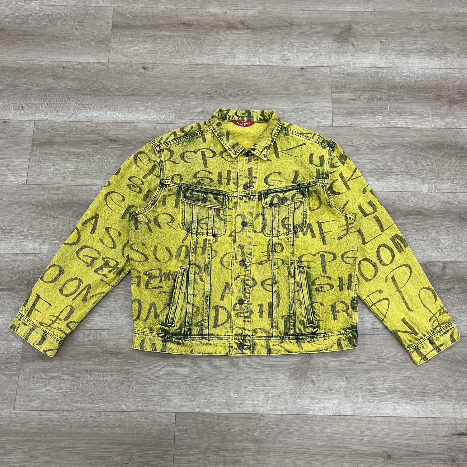 Supreme Black Ark Denim Trucker Jacket &#39;Fluorescent Yellow&#39;