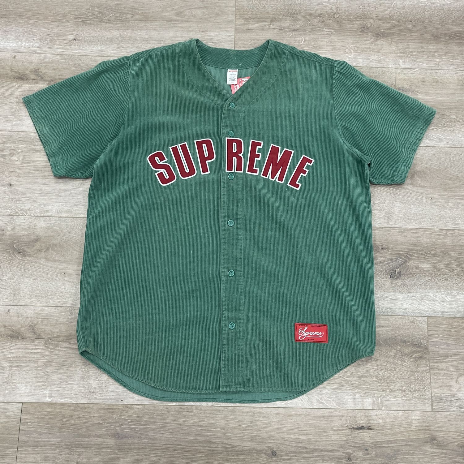 2018 SS Supreme Corduroy Baseball Jersey Dusty Teal Green Red