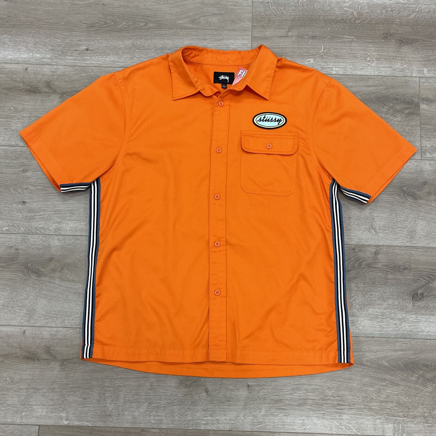Stussy Side Taped Garage Shirt Orange Size Large - Used