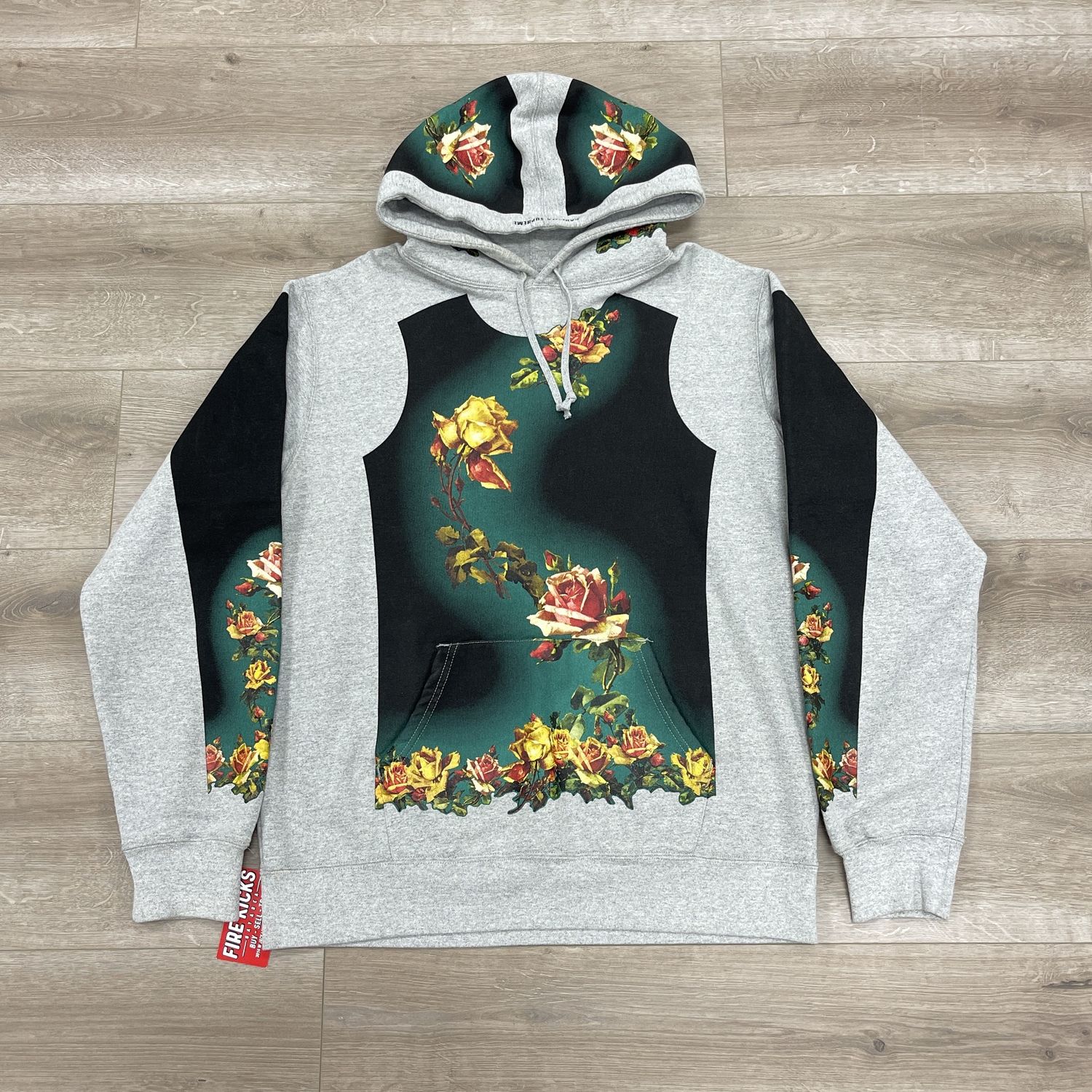Supreme SS19 x Jean Paul Gaultier Floral Print Hooded Sweatshirt Grey