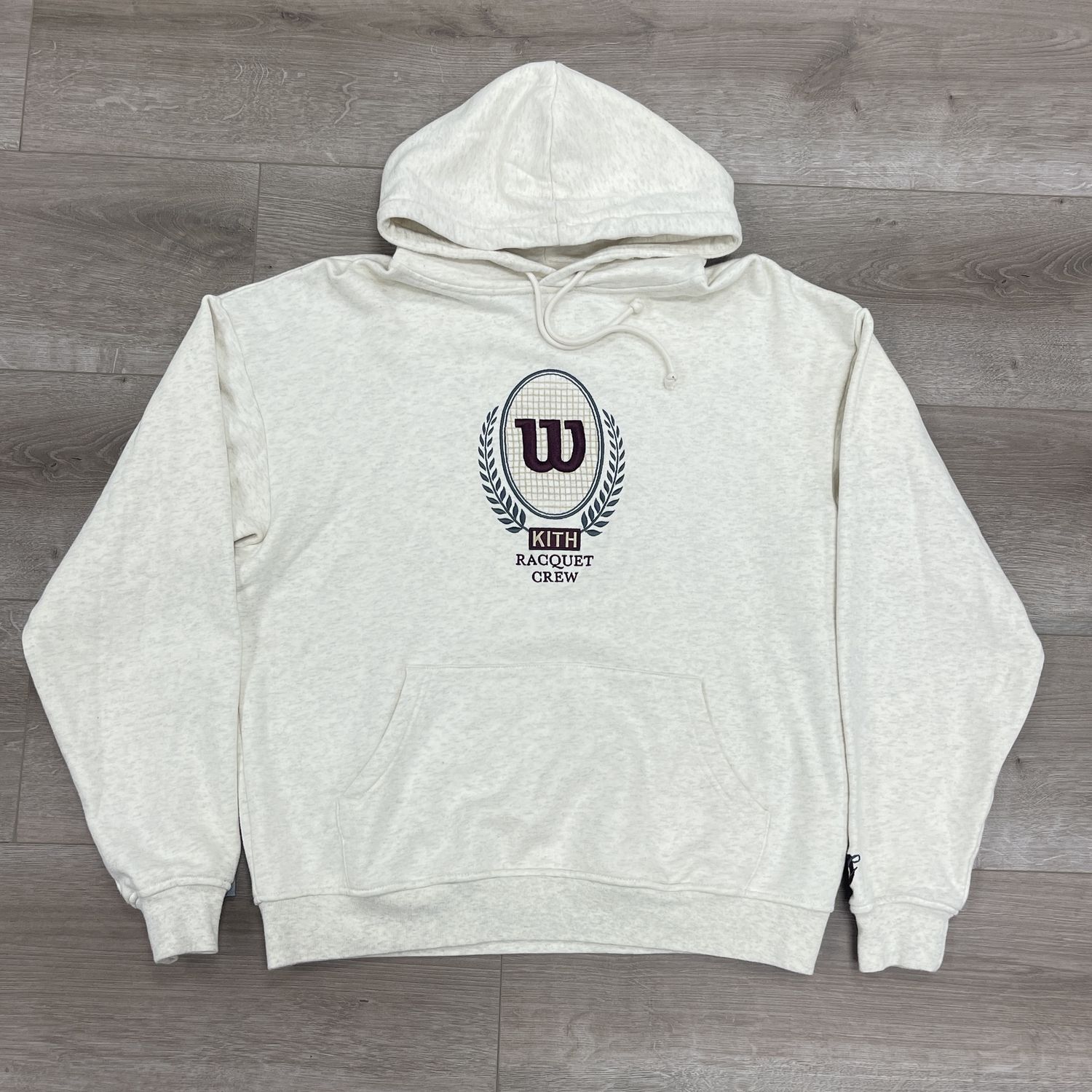 FW21 Kith for Wilson Crest Hoodie Heather Oatmeal Size Small - Pre Owned