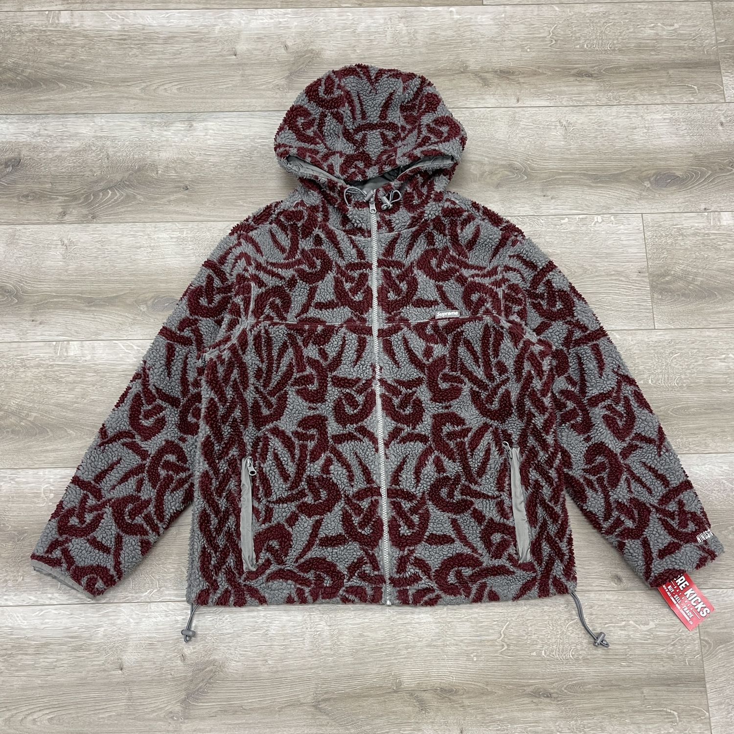 FW21 Supreme Celtic Knot Reversible WINDSTOPPER Fleece Hooded Jacket Grey