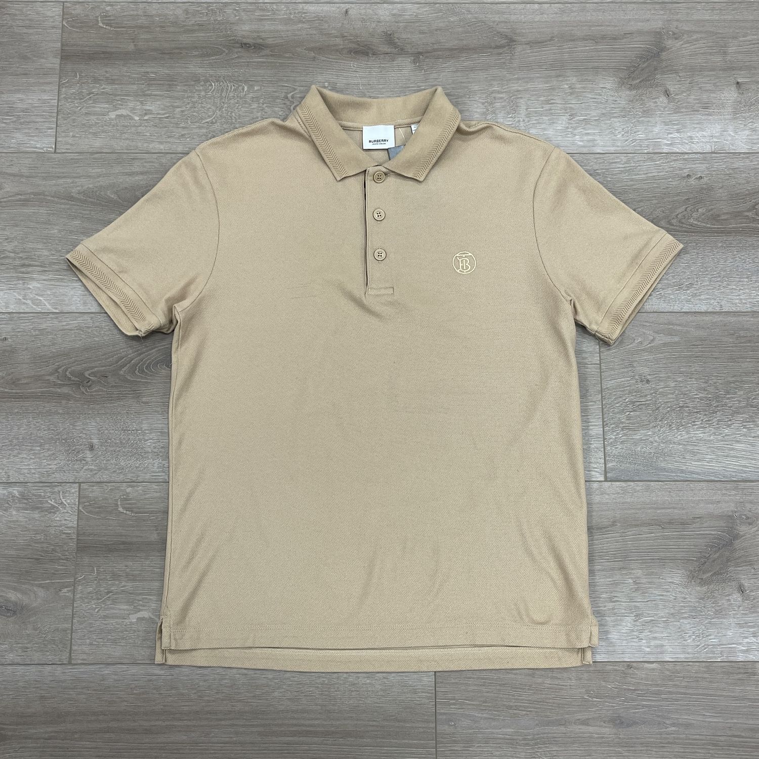 Burberry Beige Logo Patch Cotton Polo