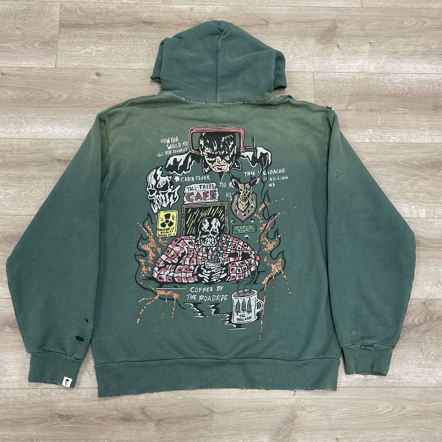 Warren Lotas Roadside Coffee Hoodie Green Size Large