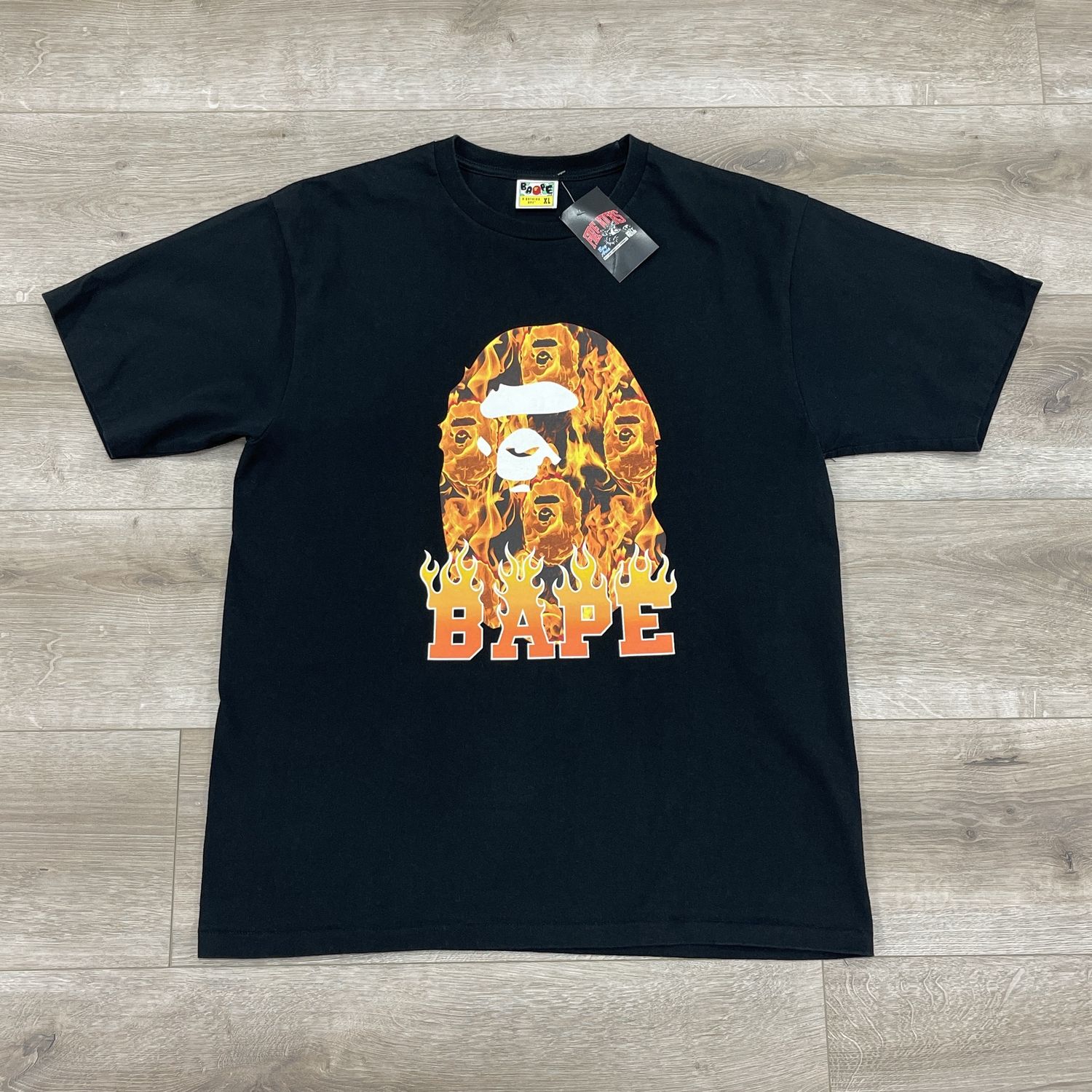 SS20 BAPE Ape Head Flame T-shirt Black/Orange