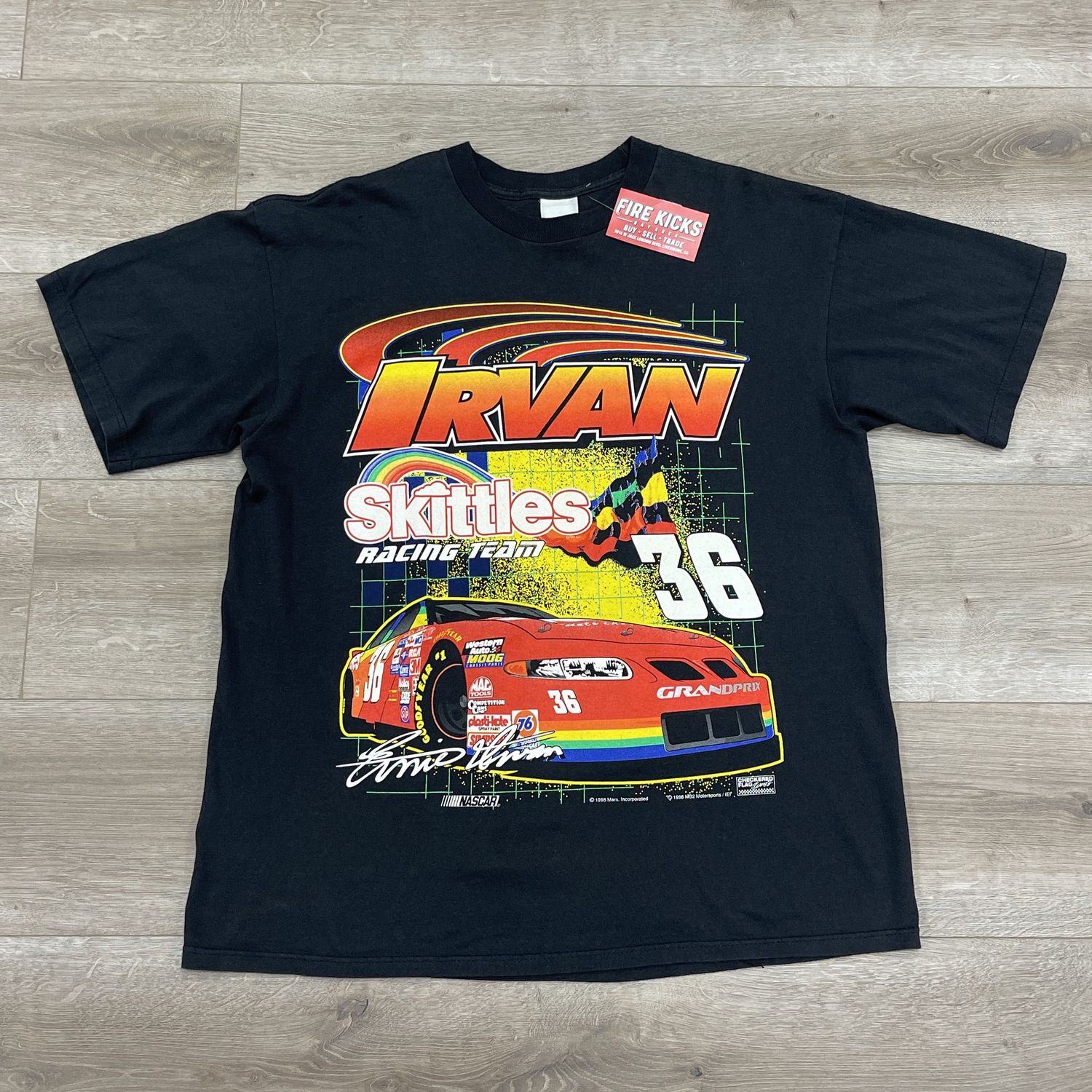 Vintage 1998 Ernie Irvan Large Double Sided Graphic Nascar Shirt