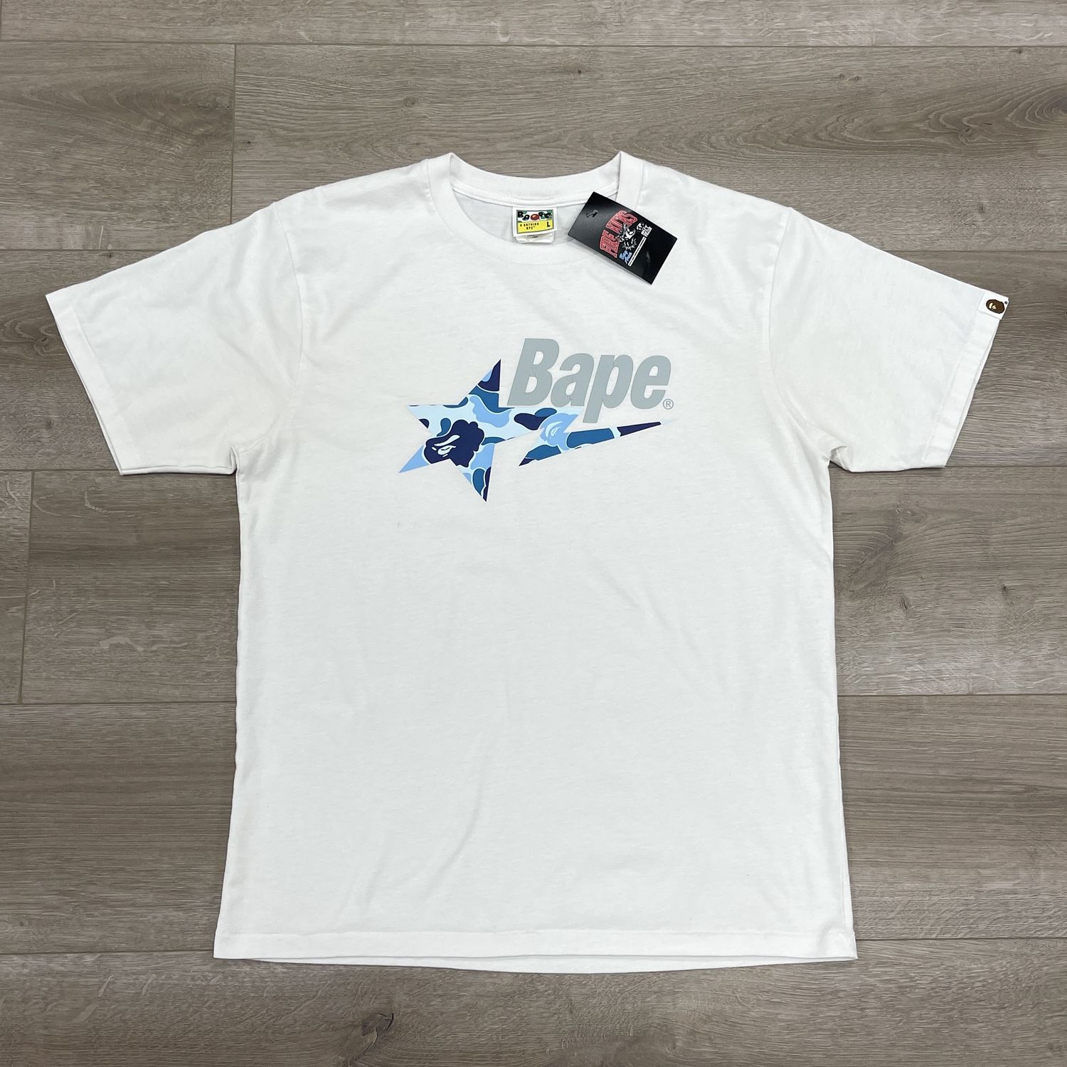 BAPE ABC Ape Face on Bapesta Tee White/Blue