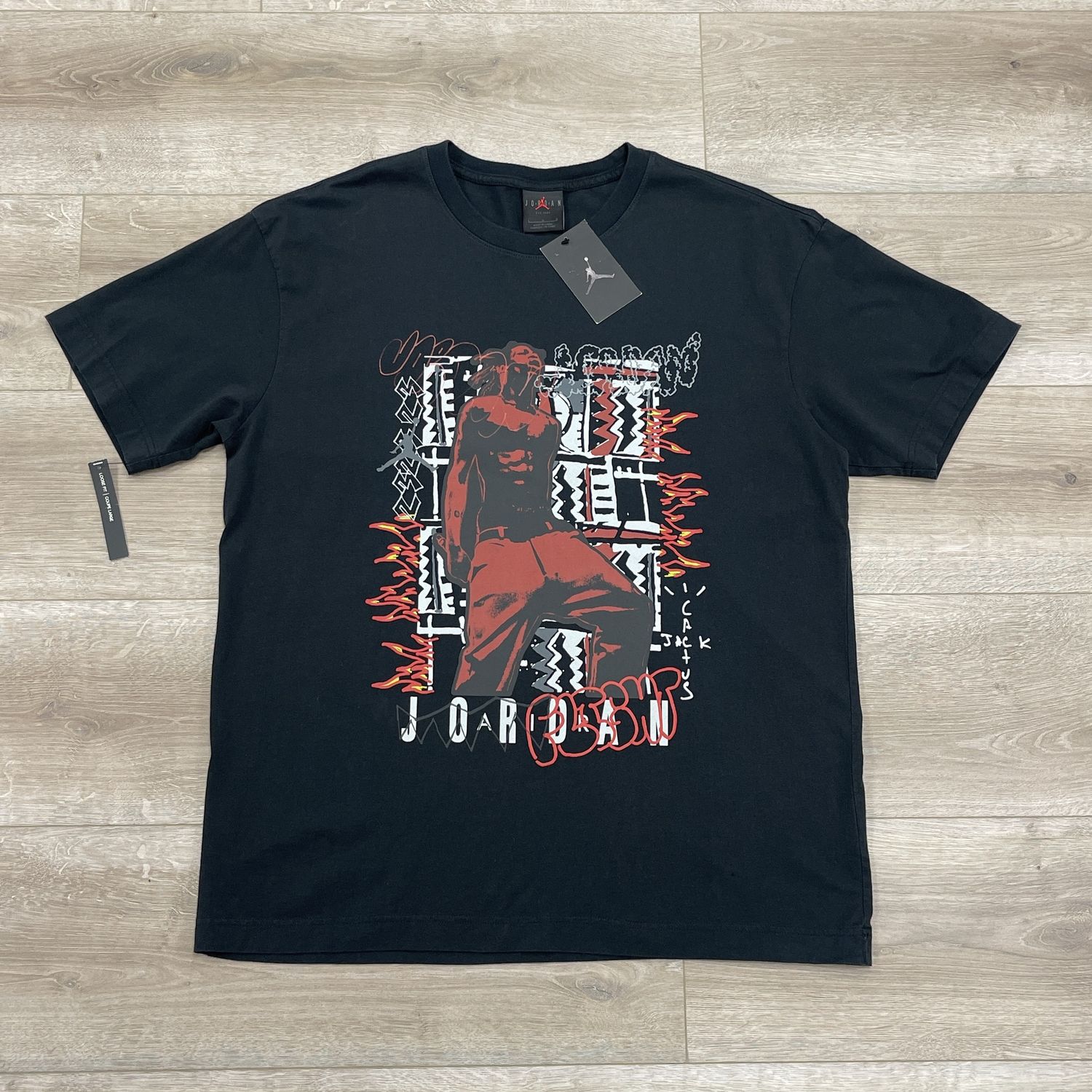 NEW Nike Men&#39;s Black Cactus Jack by Travis Scott x Air Jordan MJ 2 T-Shirt