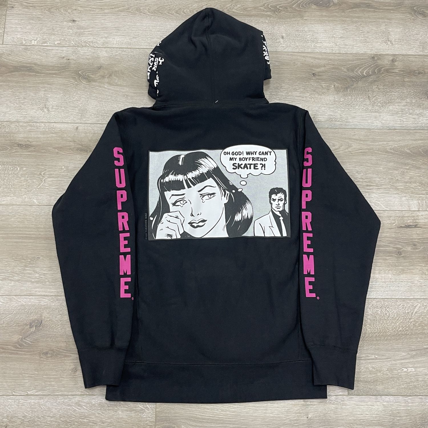 SUPREME SS17 x Thrasher Boyfriend Hooded Sweatshirt Slasher Graphic Print