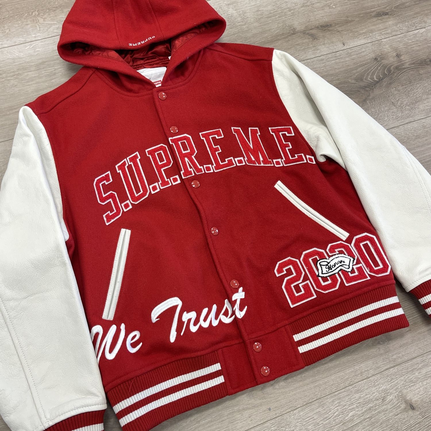 Supreme King Hooded Varsity Jacket Red - Pre-Owned