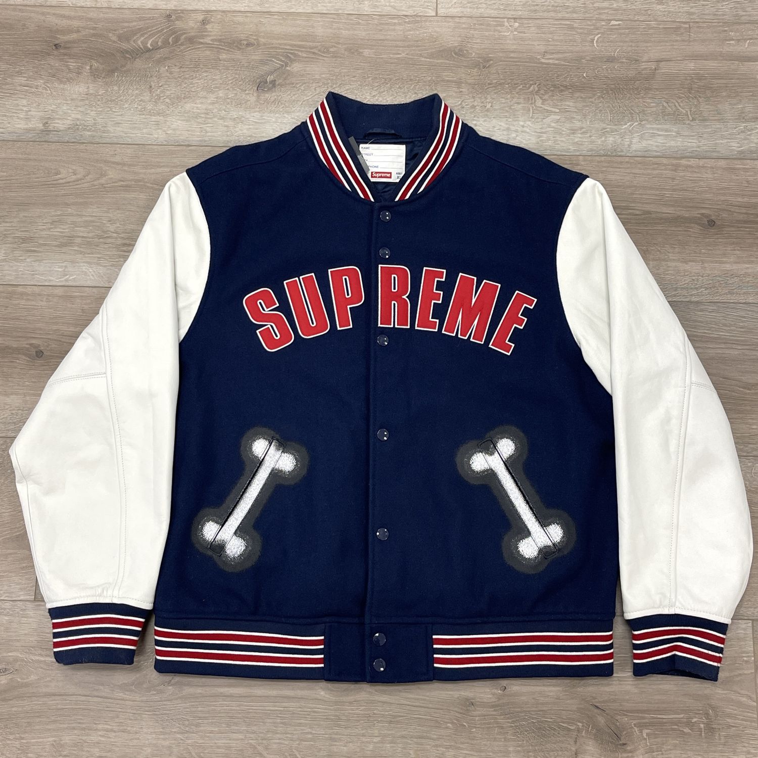 Supreme Bone Varsity Jacket Navy -  Pre-Owned