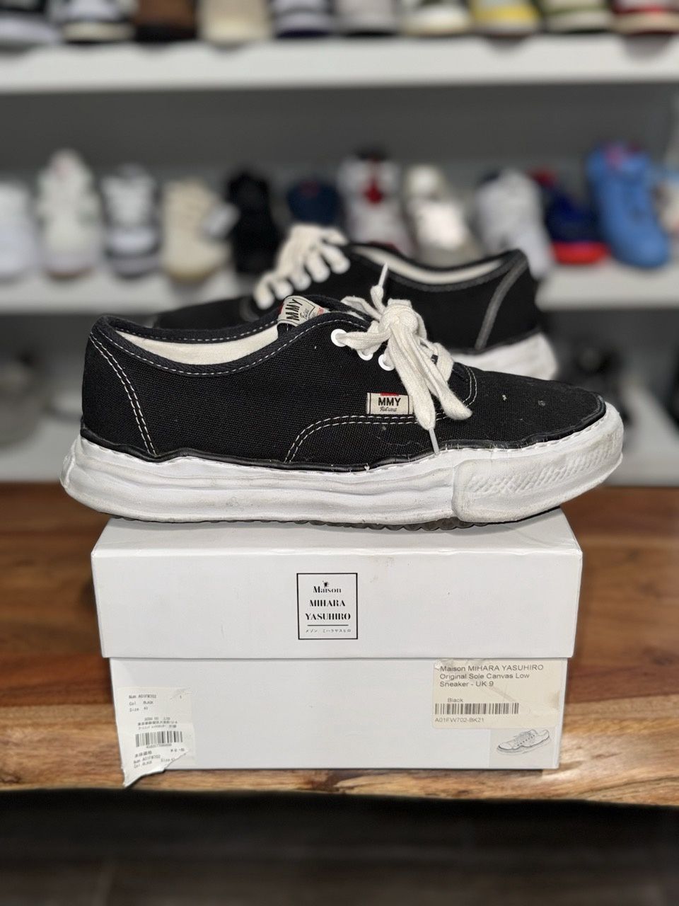 Maison Mihara Yasuhiro Baker Vintage OG Sole Canvas Low Black White - Pre-Owned, Shoe Size: US M 10, Product Condition: Pre-Owned