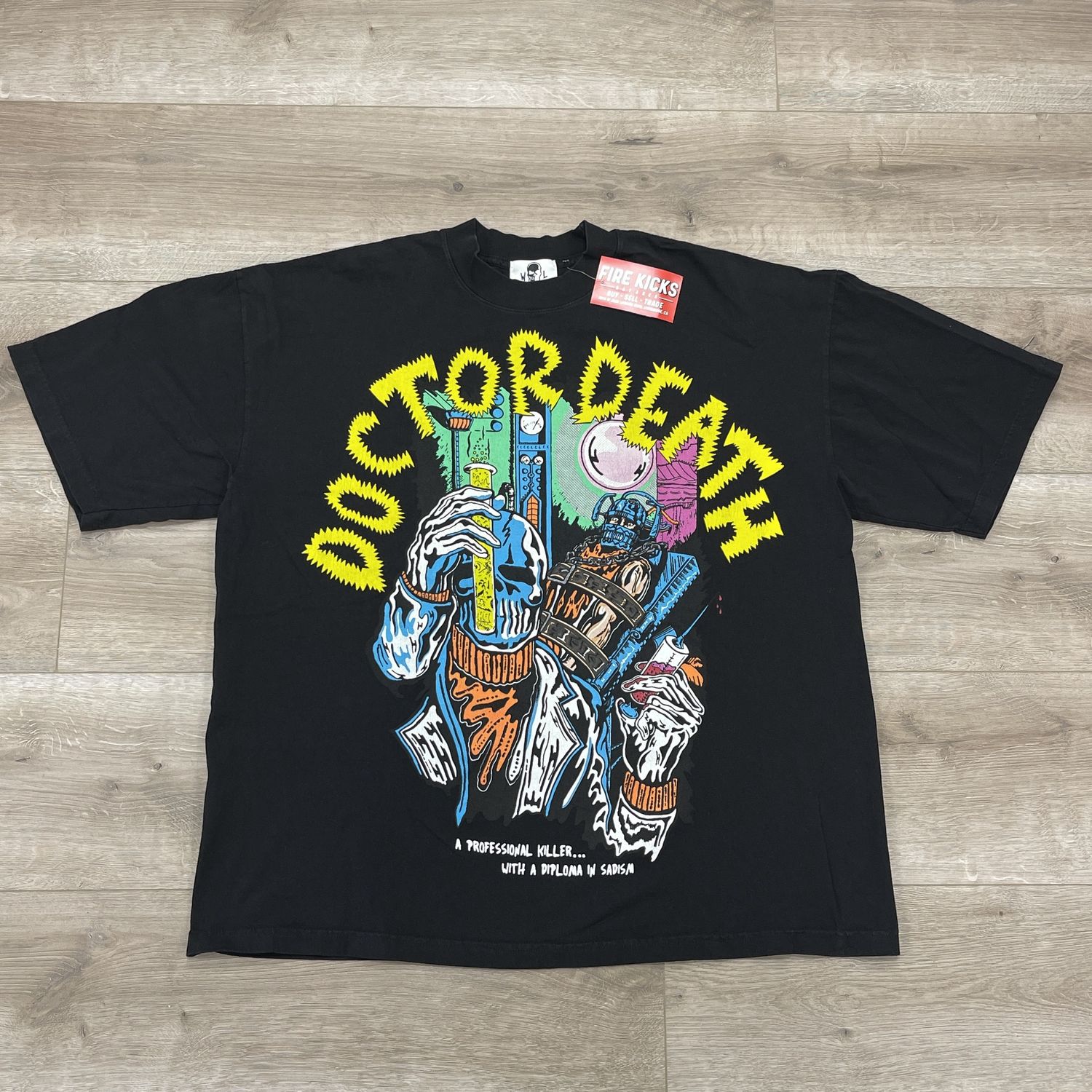 Warren Lotas Doctor Death Black Tee Size XL Pre-Owned