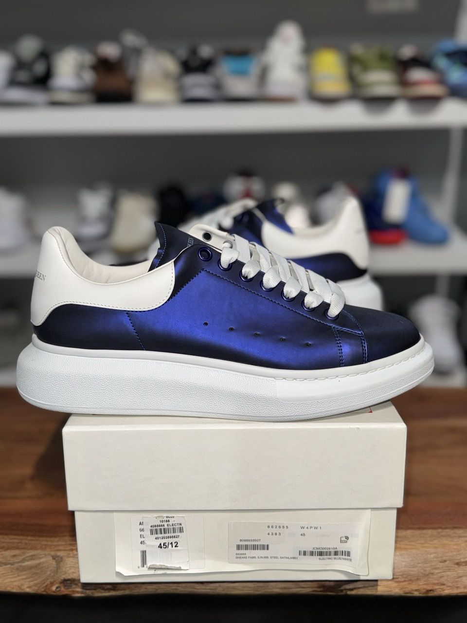 Alexander McQueen Oversized Metallic Blue • Pre-Owned, Shoe Size: US M 12, Product Condition: Pre-Owned