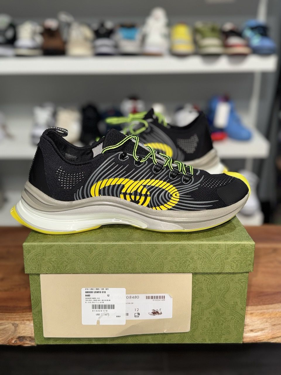 Gucci Run Black Yellow Beige • Pre-Owned, Shoe Size: US M 13, Product Condition: Pre-Owned