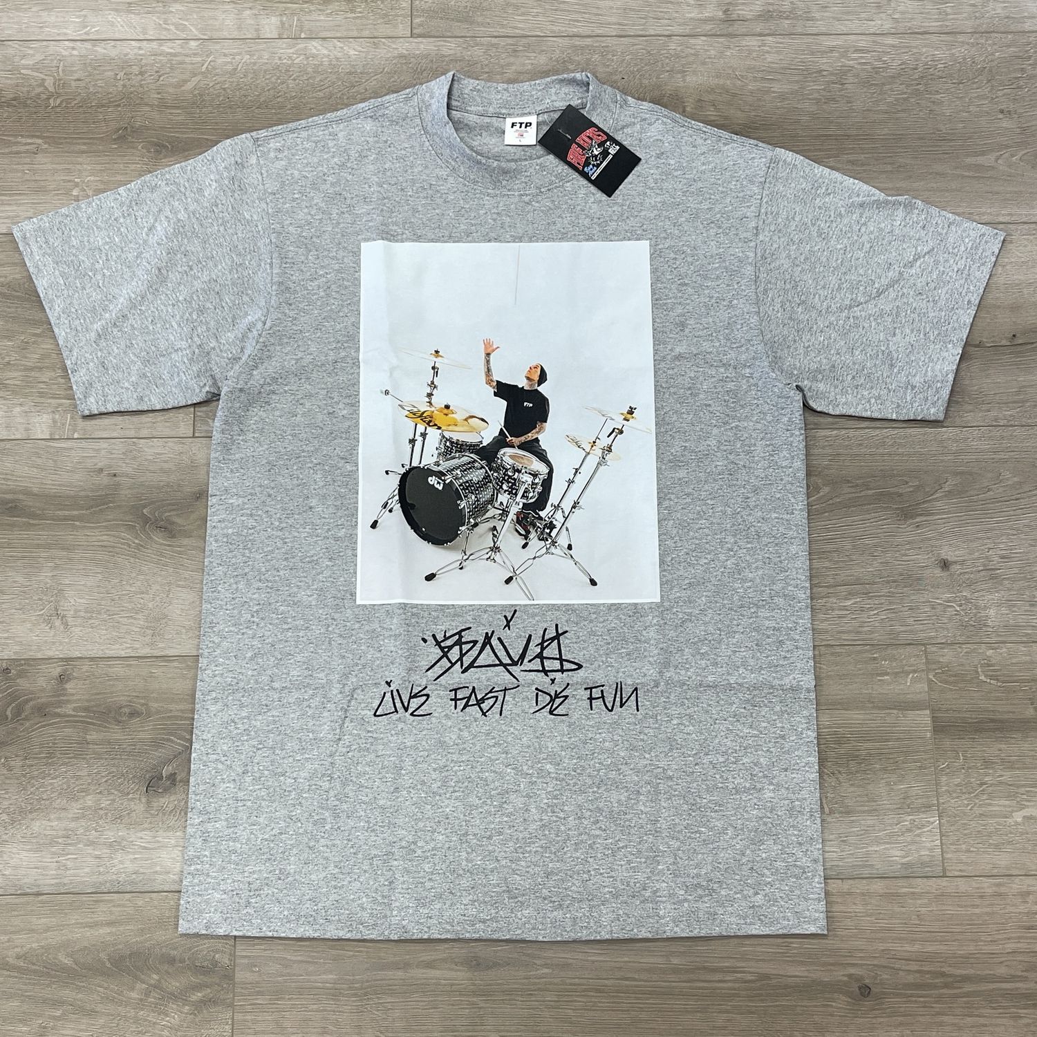 SS25 FTP x Famous Travis Barker Photo Tee Gray Size Large New
