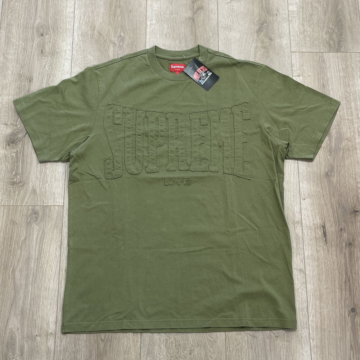 FW20 Supreme Cutout Logo S/S Tee Olive Size Large Pre-Owned