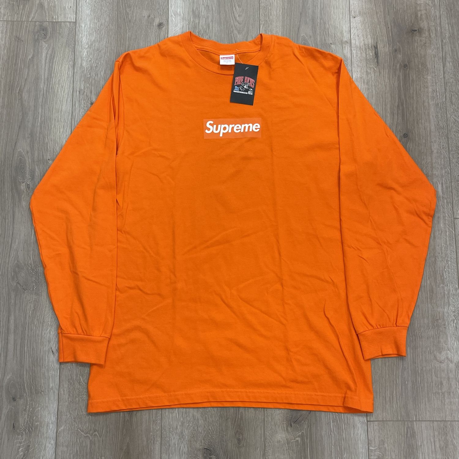 FW20 Supreme Box Logo L/S Tee Orange size Large Pre-Owned