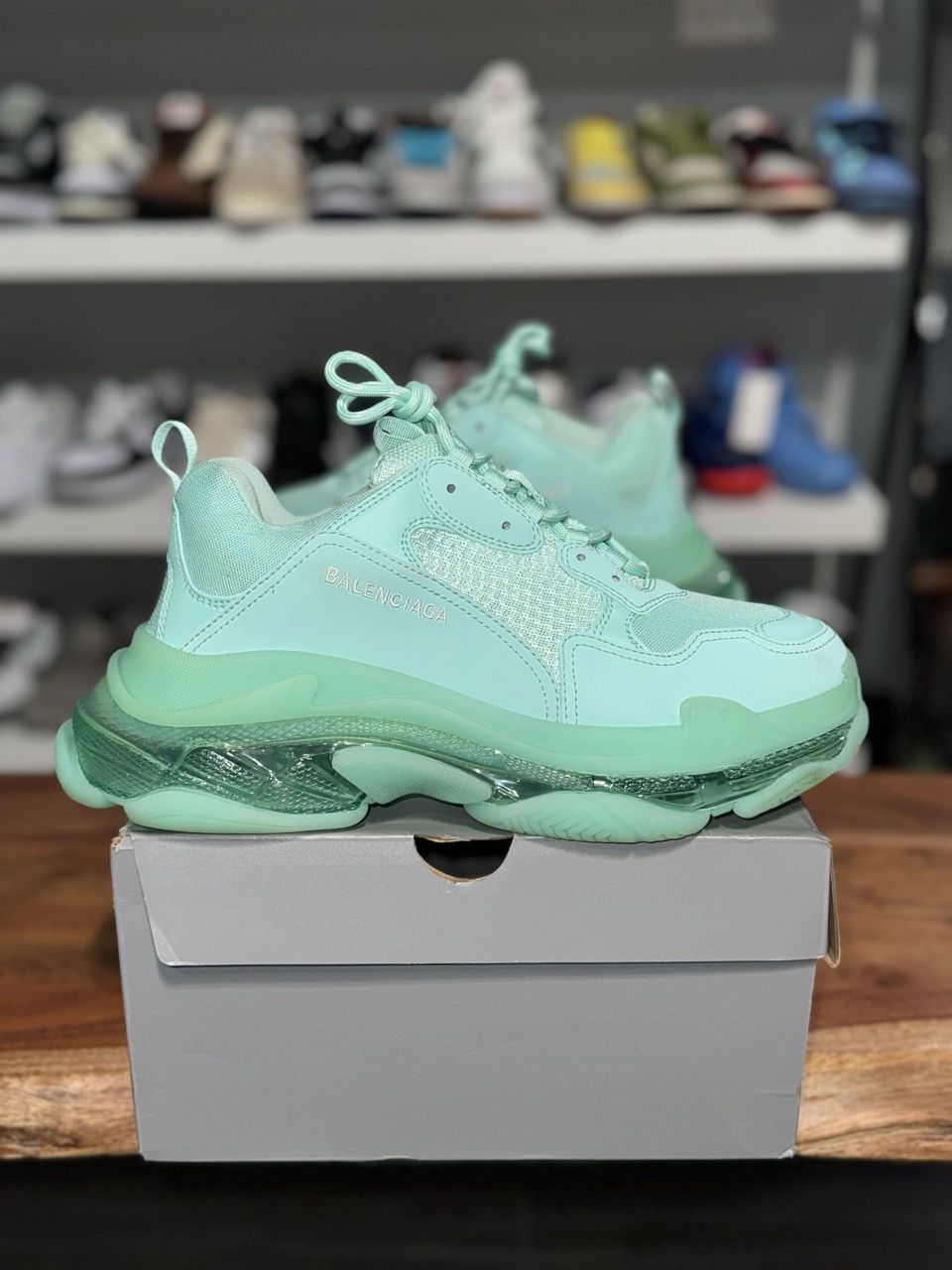 Balenciaga Triple S Clear Sole Green - Pre-Owned, Shoe Size: US M 11, Product Condition: Pre-Owned