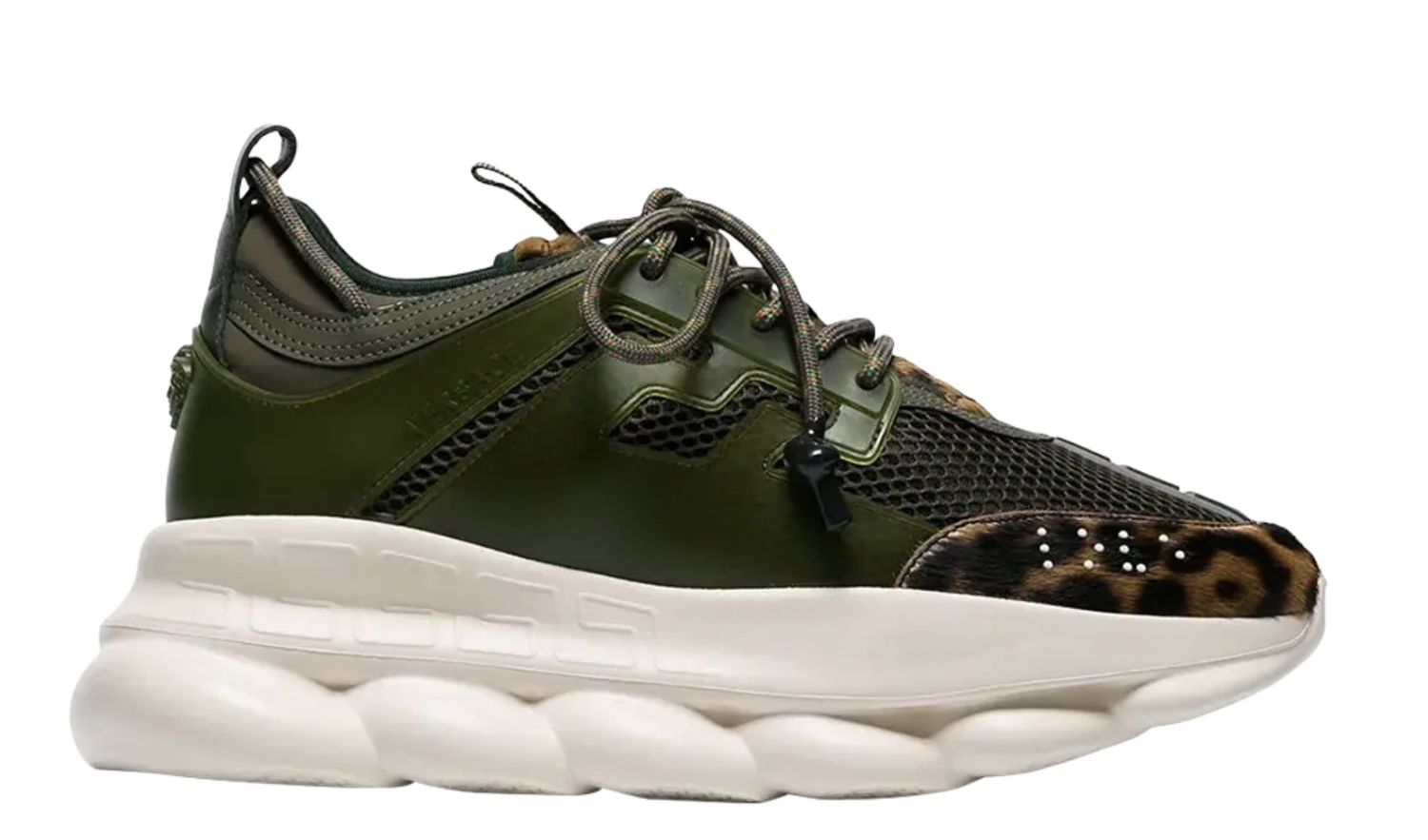 Versace Chain Reaction Olive Leopard • Pre-Owned