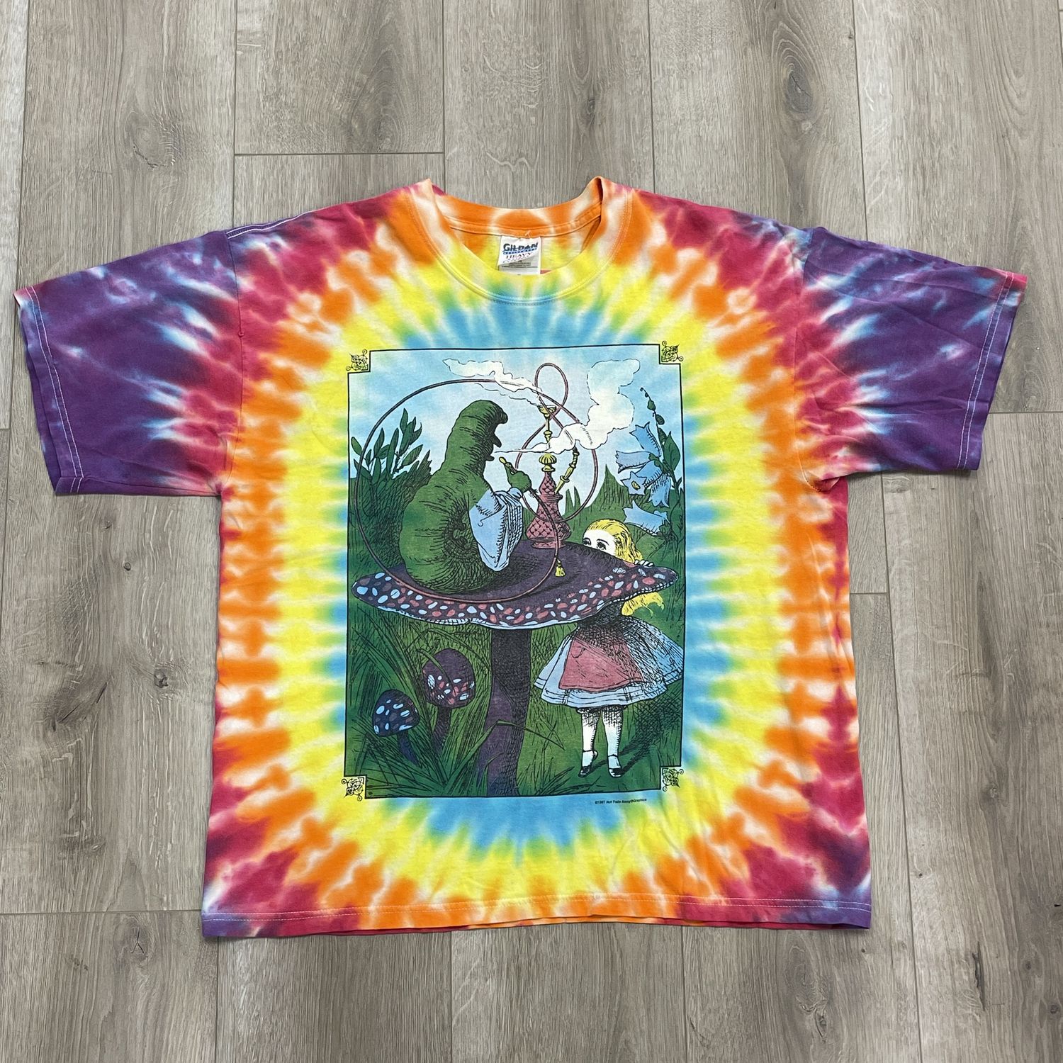 Vintage 1997 Alice in Wonderland Tie Dye Tee Size XL Pre Owned