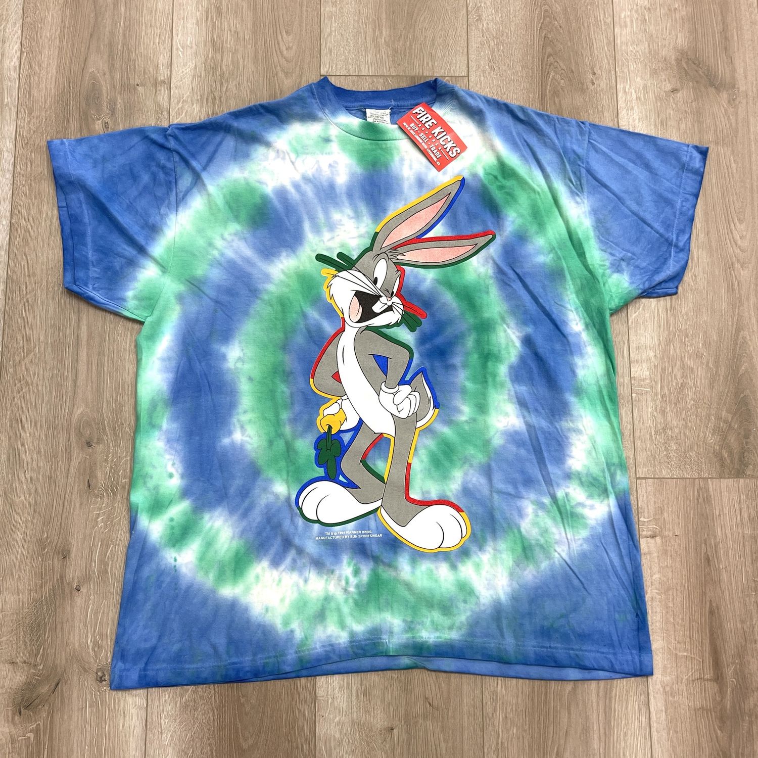 Vintage 1994 Bugs Bunny Tie Dye Tee Size XL Pre-Owned