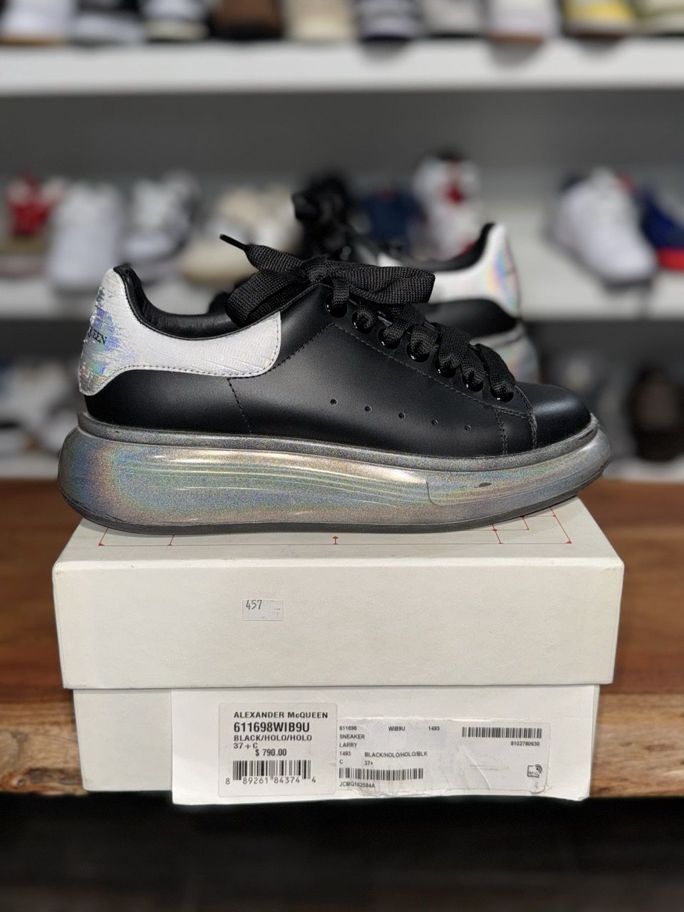 Alexander McQueen Oversized Black Shiny Sole - Pre-Owned, Shoe Size: US M 5.5, Product Condition: Pre-Owned