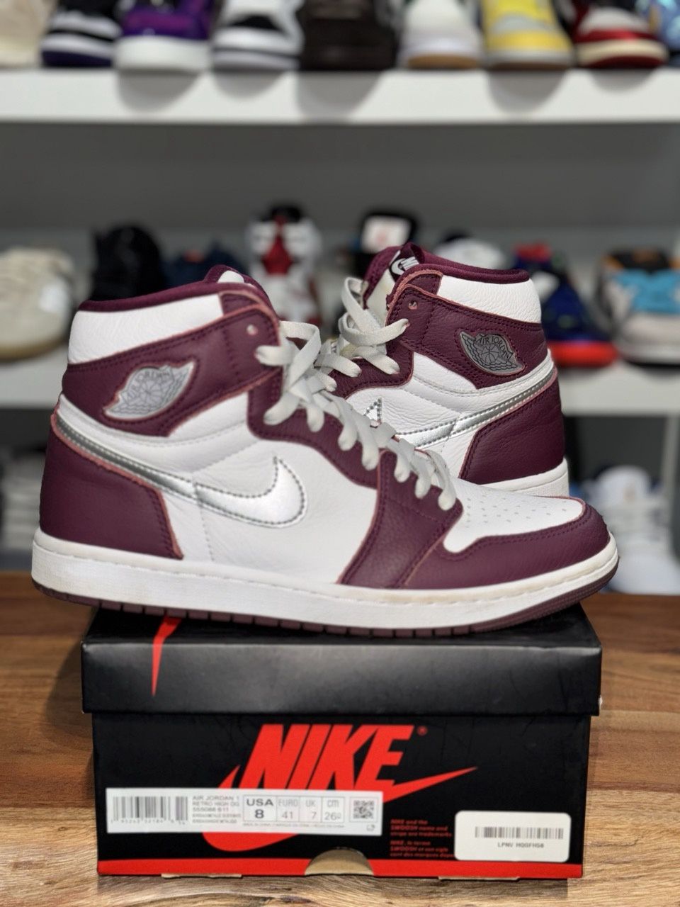 Jordan 1 Retro High OG Bordeaux - Pre-Owned, Shoe Size: US M 8.5, Product Condition: Pre-Owned